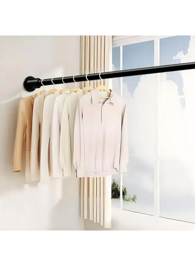Heavy Duty Adjustable Spring Tension Shower Curtain Rod Black 70cm To 120cm No Drill Anti Slip - Image 3